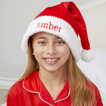 Girl's And Boy's Personalised Red Cotton Classic Christmas Pyjamas, 3 of 7