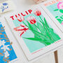 Tulip Flower Risograph Print, thumbnail 2 of 3