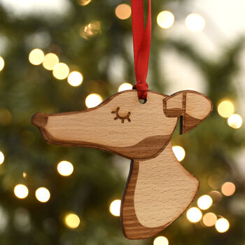Greyhound/Whippet Dog Wooden Christmas Decoration, 3 of 6
