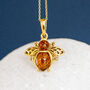 Personalised Gold Plated Sterling Silver Amber Bee Pendant Necklace, thumbnail 1 of 9