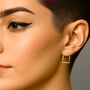 Gold Curved Rectangle Ear Jackets, thumbnail 2 of 7