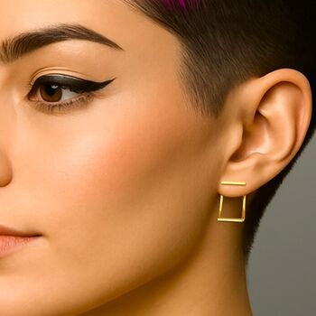 Gold Curved Rectangle Ear Jackets, 2 of 7