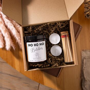 Ho Ho Ho Bitches Funny Gay Lgbtq Christmas Candle Gift Set, 3 of 5
