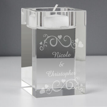 Personalised Ornate Swirl Glass Tea Light Holder, 3 of 9