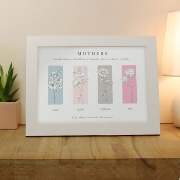 Personalised Flower Of The Month Family A4 Framed Print, 6 of 9