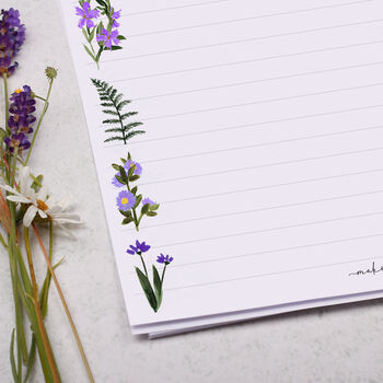 A4 Letter Writing Paper With Purple Flowers And Ferns, 2 of 4
