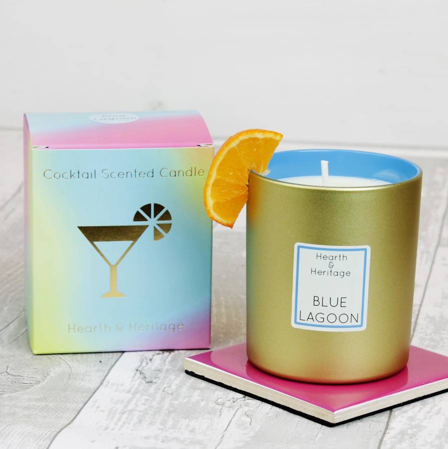 Blue Lagoon Cocktail Scented Candle Gift By Hearth & Heritage