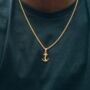 Gold Mini Anchor Steel Pendant Necklace For Men, thumbnail 3 of 10