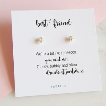 Prosecco Themed Best Friend Knot Earrings, 2 of 6
