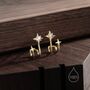 Double Star Stud Earrings In Sterling Silver, thumbnail 3 of 10