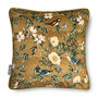 Luxury Super Soft Velvet Cushion Wild Rose Birds Gold Optional Piping, thumbnail 1 of 8
