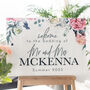 Peony Welcome To The Wedding Sign In White Acrylic, thumbnail 1 of 4