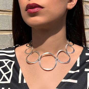 Chunky Sterling Silver Statement Circle Necklace, 2 of 7