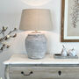 Large Ribbed Pale Grey Distressed Table Lamp Base, thumbnail 12 of 12