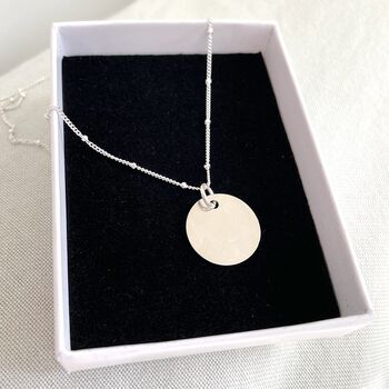 Blanca Sterling Silver Disc Minimal Necklace Ball Chain, 2 of 4