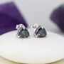 Sterling Silver 6mm Trillion Cut Mystic Black Cz Stud Earrings, thumbnail 4 of 10