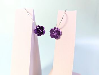 Flower Earrings In Purple Mirror Acrylic Hoop Earrings, 5 of 8