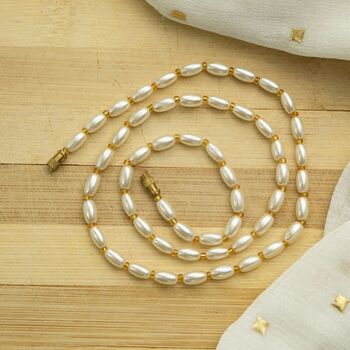 Small White Oval Pearl Choker Necklace, 4 of 5