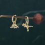 Sterling Silver Mismatched Dinosaur Dangle Hoop Earrings, thumbnail 4 of 10