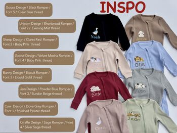 Personalised Baby Zip Sleepsuit – Embroidered Baby Grow With Name – Newborn Gift In 10 Colours, 3 of 12