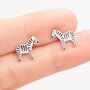 Cute Zebra Stud Earrings In Sterling Silver, thumbnail 3 of 11