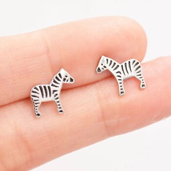 Cute Zebra Stud Earrings In Sterling Silver, 3 of 11