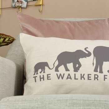 Personalised Elephant Family Cushion Gift For Mum Home, 3 of 6