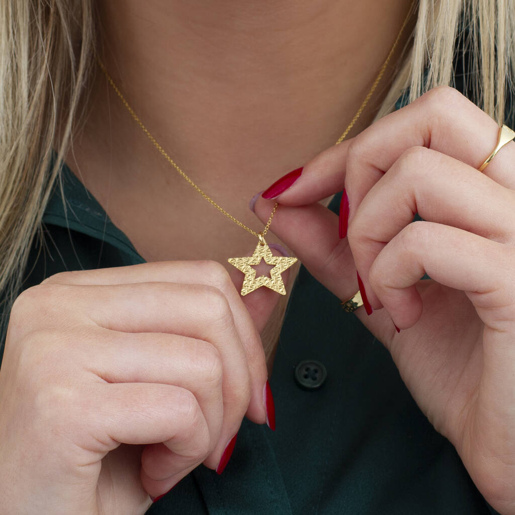18ct Gold Plated Personalised Cut Out Star Necklace By Hurleyburley