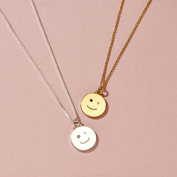 Birthstone Wink Face Disc Necklace, 5 of 9