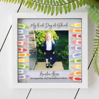 Personalised Glass Printed Photo First Day At Nursery Frame Multiple Sizes, 2 of 2