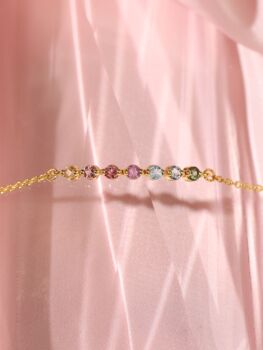 Pastel Rainbow Gemstone Bracelet In Sterling Silver And Gold, 4 of 11