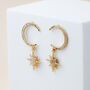 Sparkly Crescent Moon And Star Dangle Stud Earrings, thumbnail 4 of 7