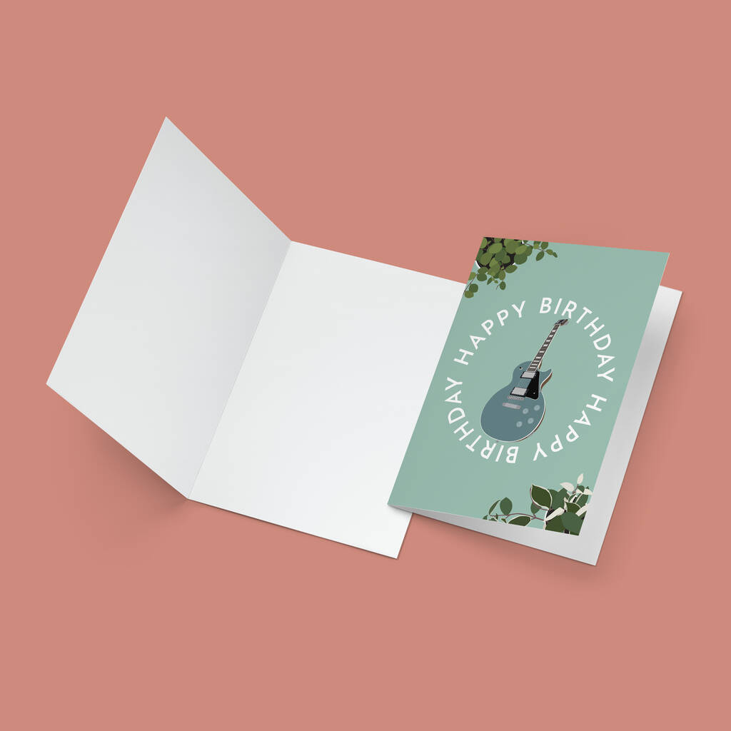 Guitar Circle Birthday Card Guitarist Card By Thirty Forest 