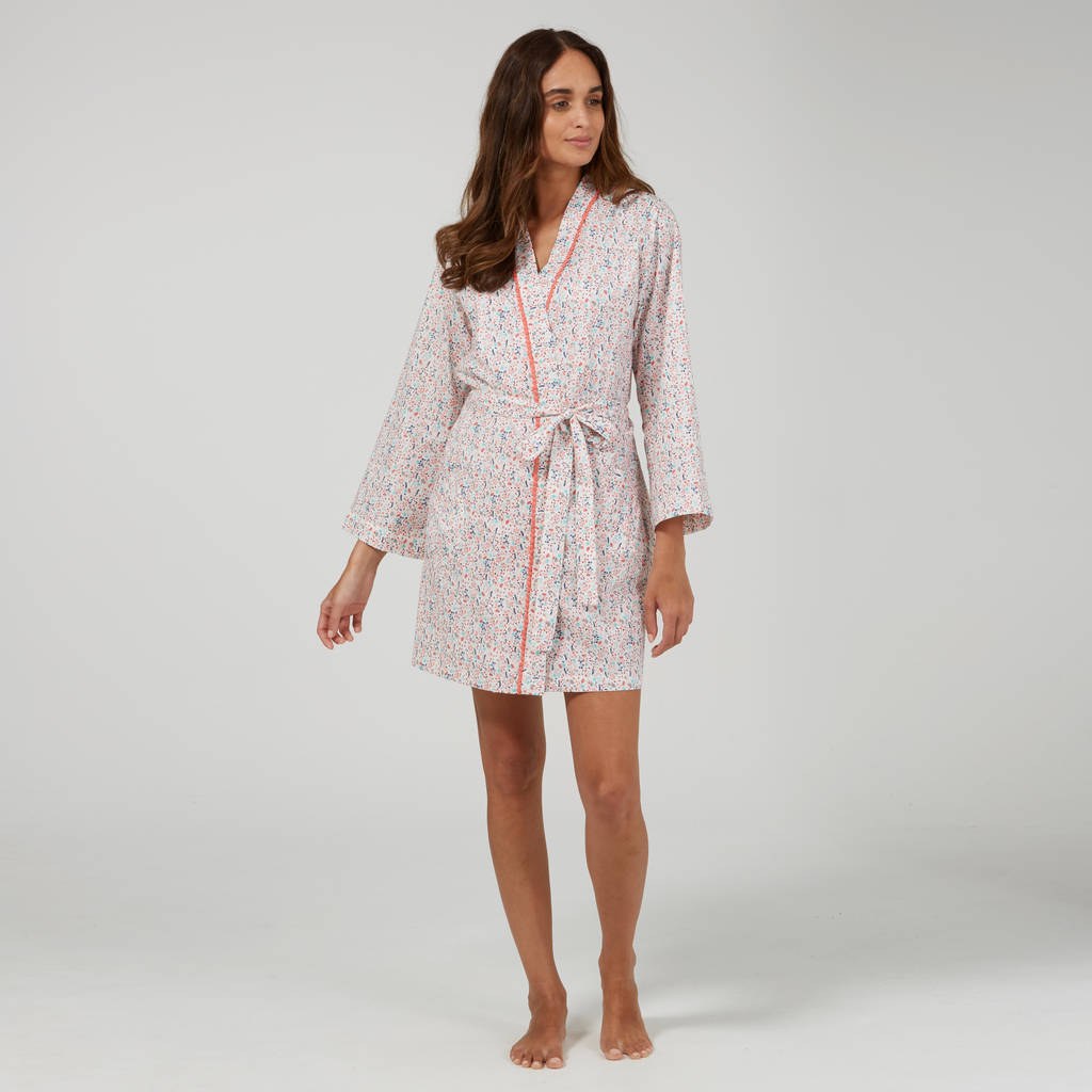 Short Cotton Robe In Orchard Print By Caro London | notonthehighstreet.com