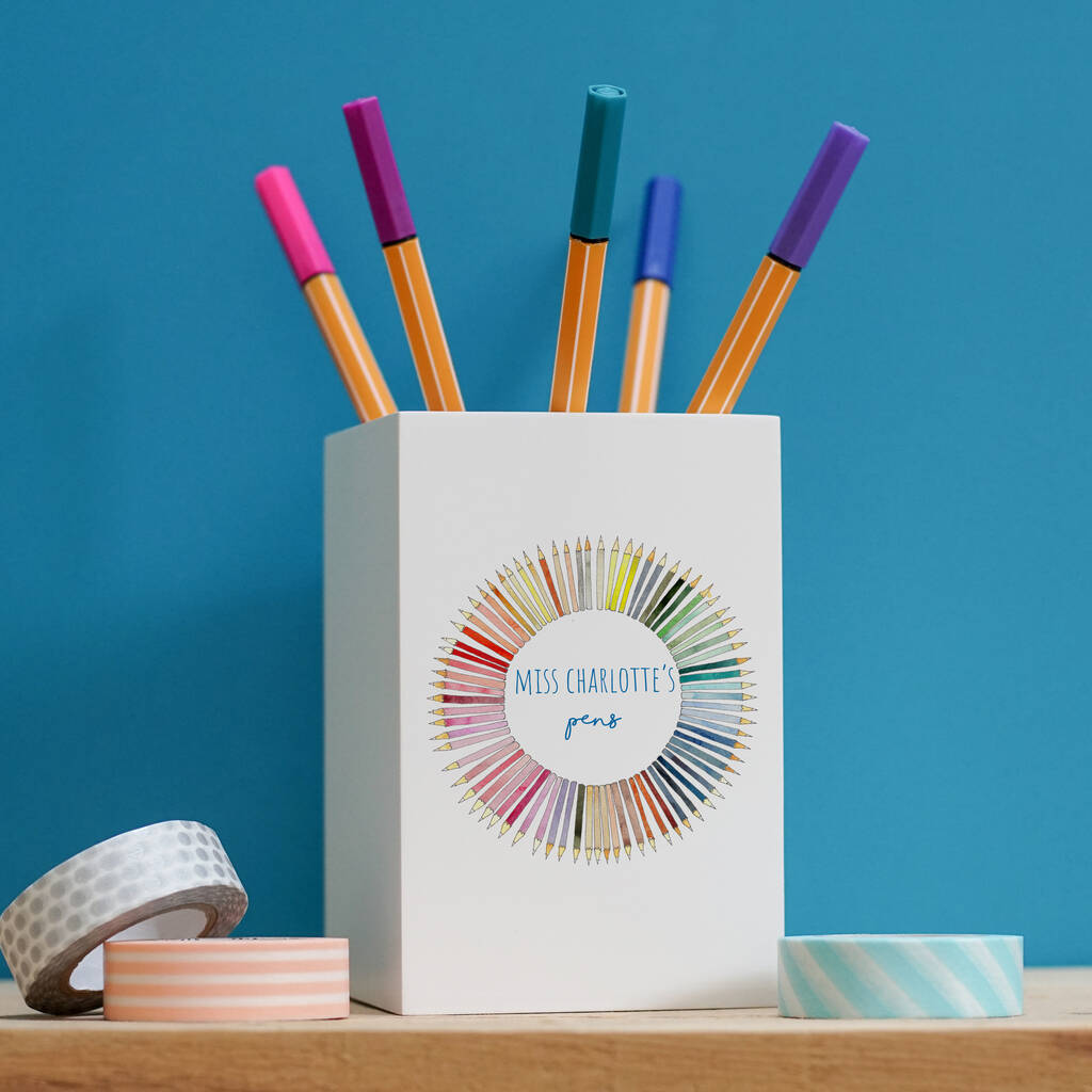 Personalised Crayon Wheel Wooden Pencil Pot