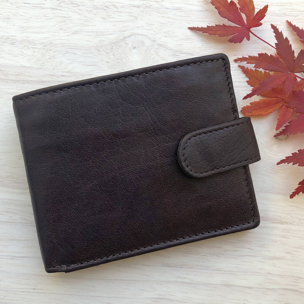Men's Luxury Brown Buffalo Leather Rfid Wallet By Holly Rose