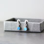 Sterling Silver Tiny Opal Drop Earrings, thumbnail 3 of 8
