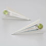 Deco Triangle Spike Stud Earrings With Peridot, thumbnail 6 of 11