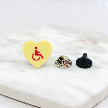 Disability Symbol Heart Pin Badge, 9 of 10