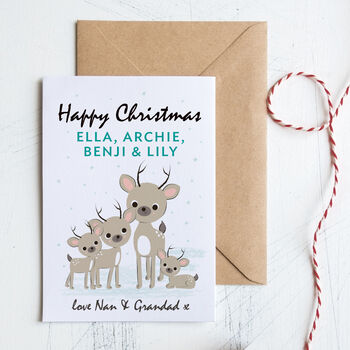 Grandchildren's Christmas Card Personalised With Deer, 3 of 5