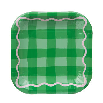 Colourful Gingham Square Paper Plates Pack Of 12, 6 of 8