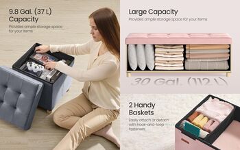 Folding Storage Ottoman Cube Footstool, 4 of 6