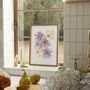 Aster And English Rose Floral Art Print, thumbnail 3 of 5