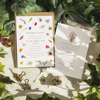 Wildflower Scatter Flat Wedding Invitations, 2 of 6