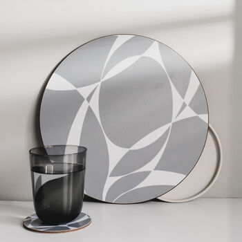 Grey Abstract Round Placemat Set, 2 of 6