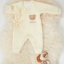 Personalised Lemon Quilted Teddy Bear Boucle Romper, thumbnail 1 of 5