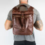 Vintage Style Brown Roll Top Backpack For Laptop, thumbnail 6 of 11