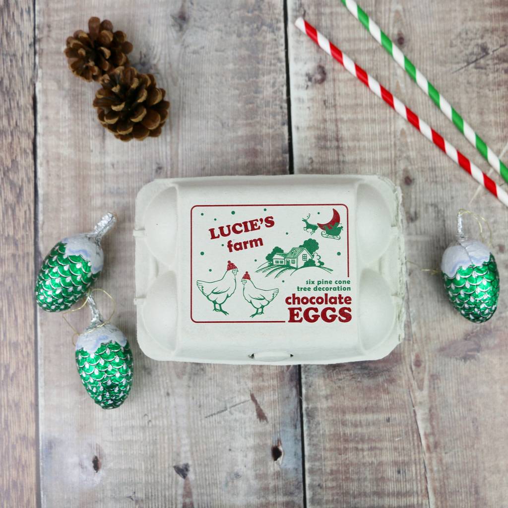 personalised xmas egg box and foiled tree decorations by auntie mims | notonthehighstreet.com