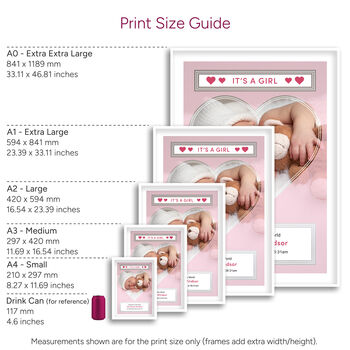 It’s A Girl Baby Photo Print Personalised New Baby Gift, 5 of 5