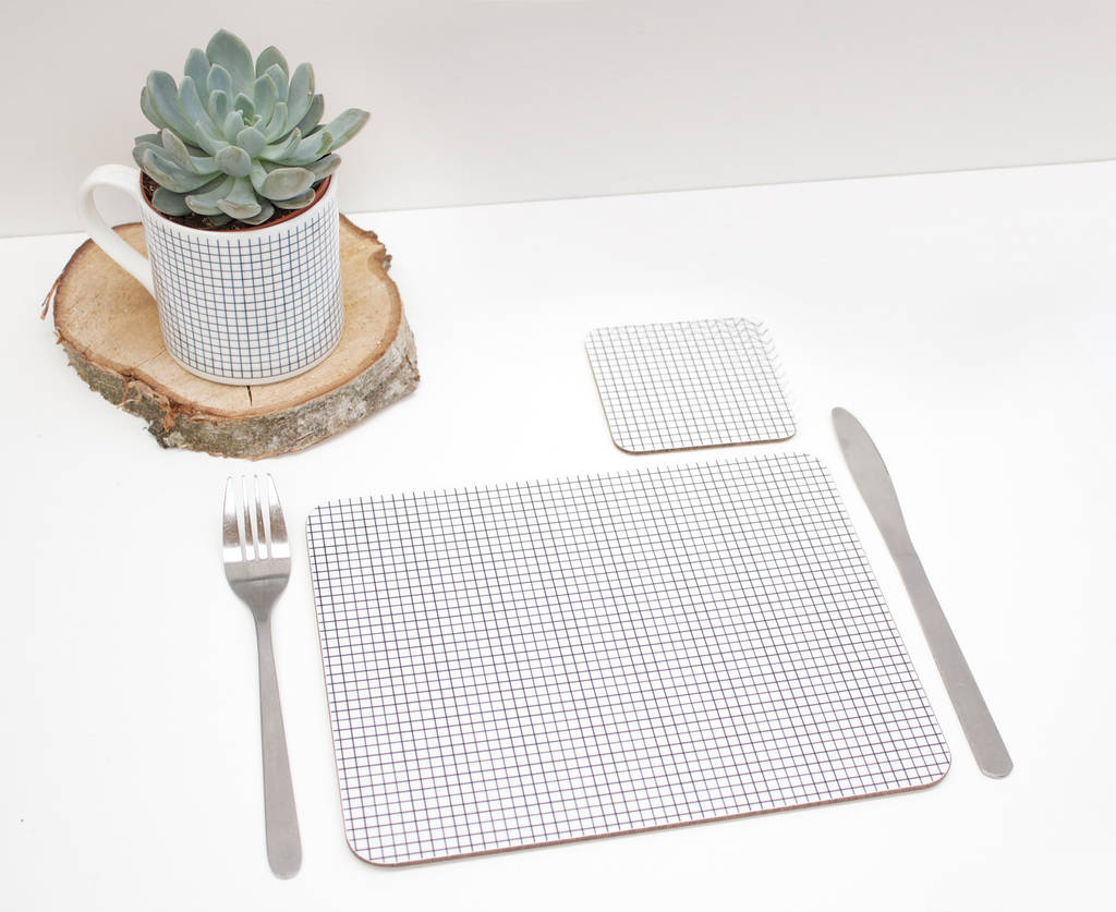 Placemats With Monochrome Grid Geometric Design By Rolfe & Wills